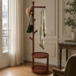 Porte-manteau sur pied en bois pour entrée