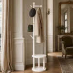 Porte-manteau sur pied en bois style naturel pour l'entrée