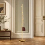 Porte-manteau sur pied branche champignon doré avec base croisée