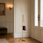 Porte-manteau sur pied branche champignon doré avec base croisée