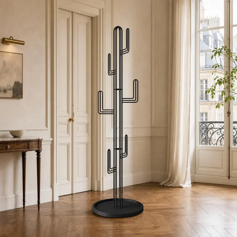 Porte-manteau sur pied cactus métal noir