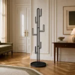 Porte-manteau sur pied cactus métal noir