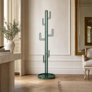 Porte-manteau sur pied cactus métal vert