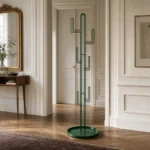 Porte-manteau sur pied cactus métal vert