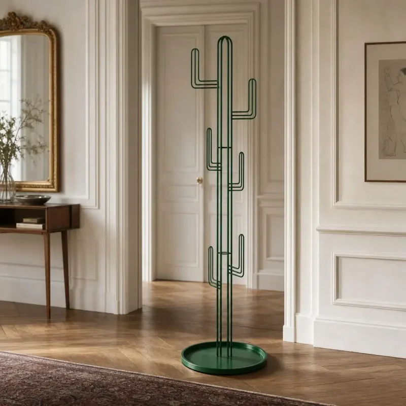 Porte-manteau sur pied cactus métal vert