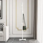 Porte-manteau sur pied champignon base croisée blanc en métal