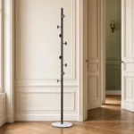 Porte-manteau sur pied champignon noir et blanc avec socle marbre