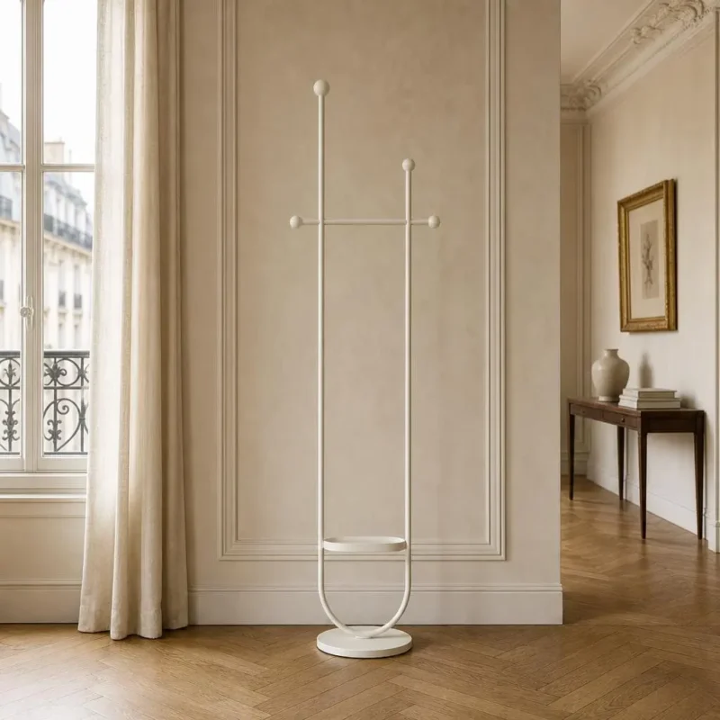 Porte-manteau sur pied métal blanc