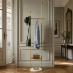 Porte-manteau sur pied métal doré design