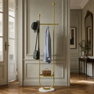 Porte-manteau sur pied métal doré design
