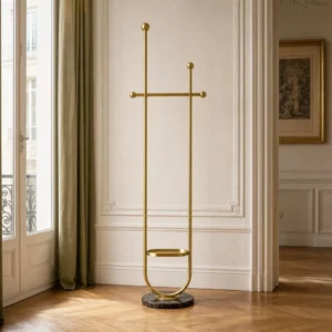 Porte-manteau sur pied métal doré et noir