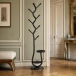 Porte-manteau sur pied métal noir 8 crochets branches