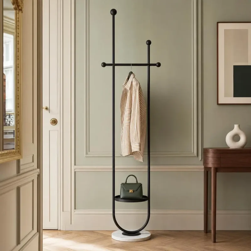 Porte-manteau sur pied métal noir design