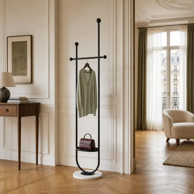 Porte-manteau sur pied métal noir design