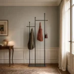 Porte-manteau sur pied métal noir design moderne