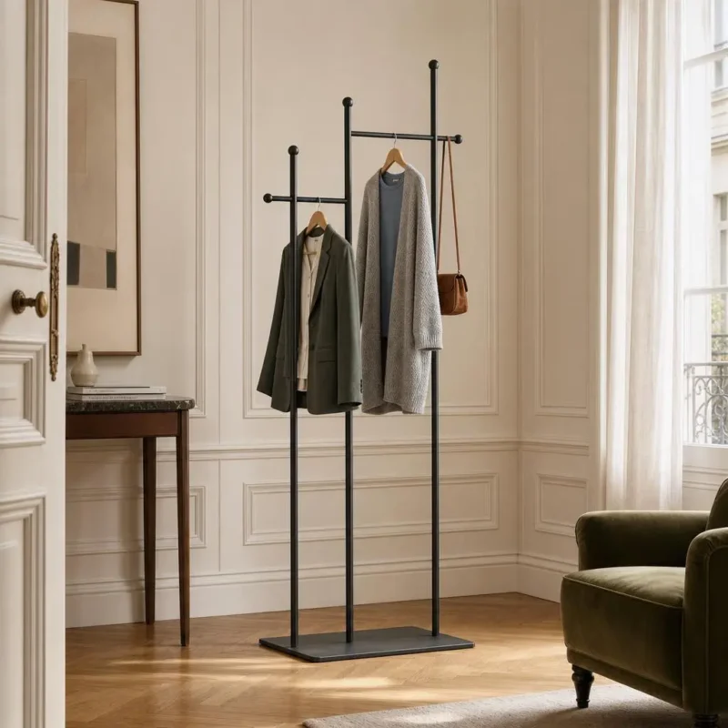 Porte-manteau sur pied métal noir design moderne