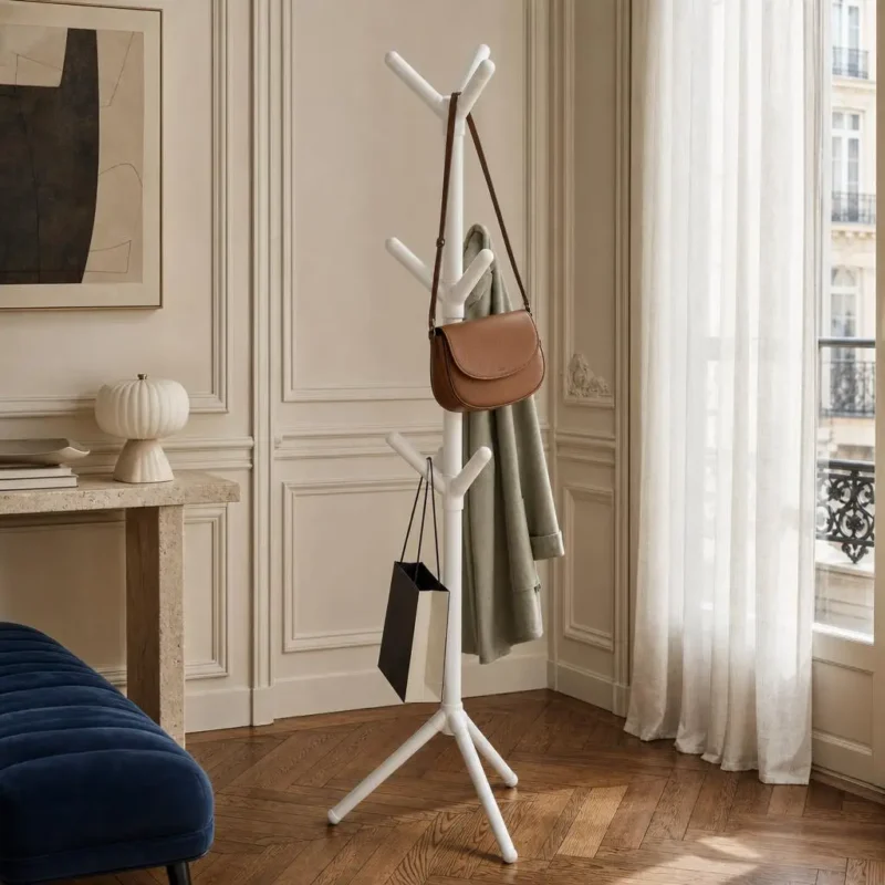 Porte-manteau sur pied plastique blanc