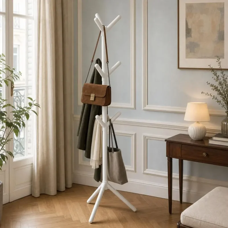 Porte-manteau sur pied plastique blanc