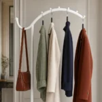 Porte-manteau sur pied voûté blanc métal autoportant